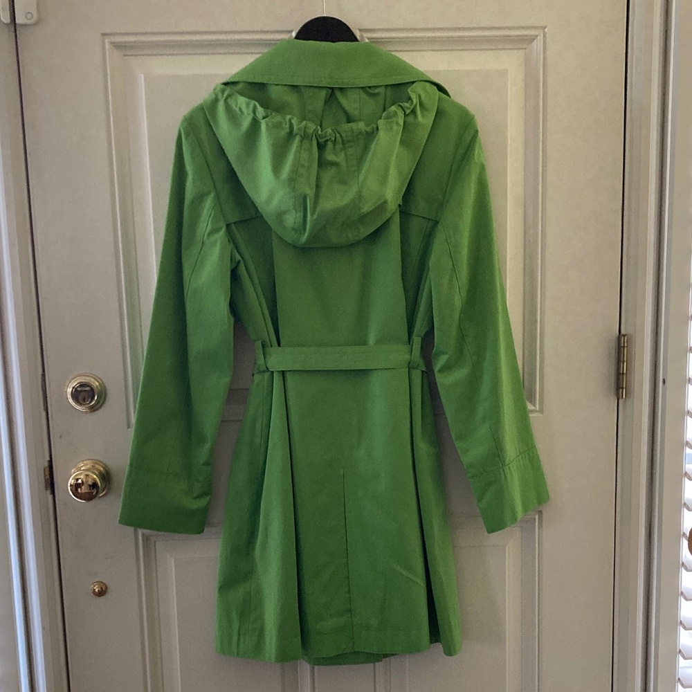 Michael Kors Trench Coat/Snap Front/Tie Belt/Detachable Hood/Green/Large/NEW! - Picture 2 of 7